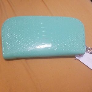 Mint Green Faux Leather Snake Skin Pattern Wallet